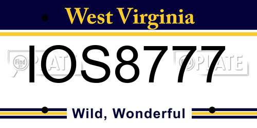 IOS8777 West Virginia License Plate
