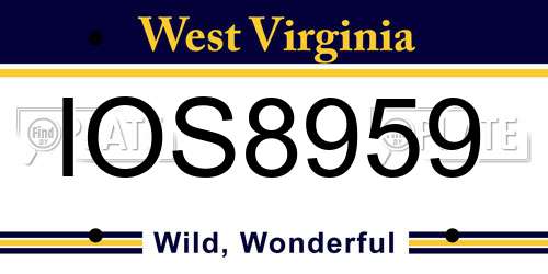 IOS8959 West Virginia License Plate