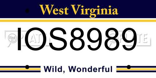 IOS8989 West Virginia License Plate