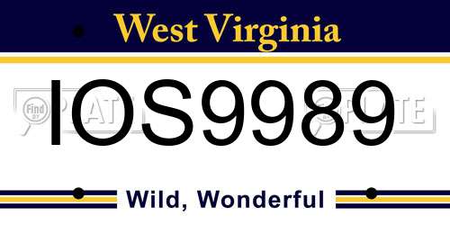 IOS9989 West Virginia License Plate