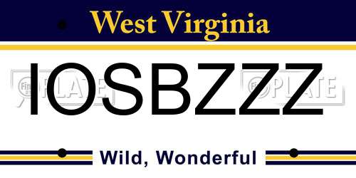 IOSBZZZ West Virginia License Plate