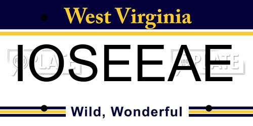 IOSEEAE West Virginia License Plate