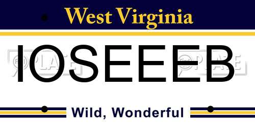 IOSEEEB West Virginia License Plate
