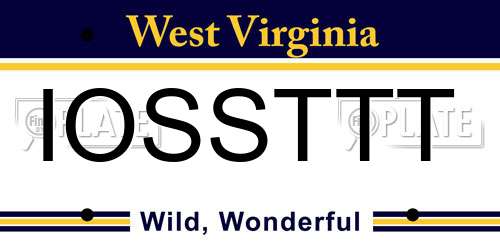 IOSSTTT West Virginia License Plate