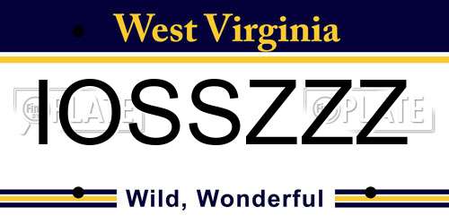 IOSSZZZ West Virginia License Plate