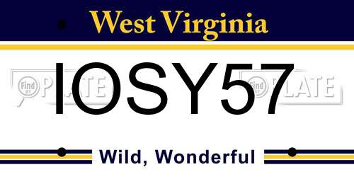 IOSY57 West Virginia License Plate
