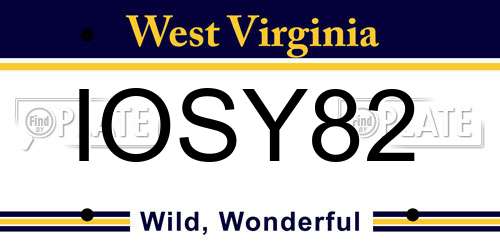 IOSY82 West Virginia License Plate