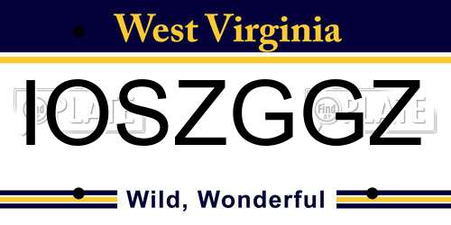 IOSZGGZ West Virginia License Plate