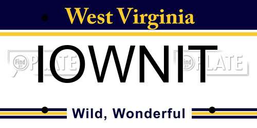 IOWNIT West Virginia License Plate