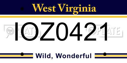 IOZ0421 West Virginia License Plate
