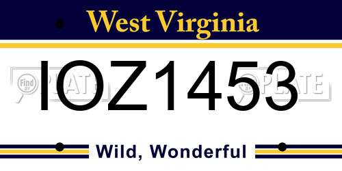 IOZ1453 West Virginia License Plate