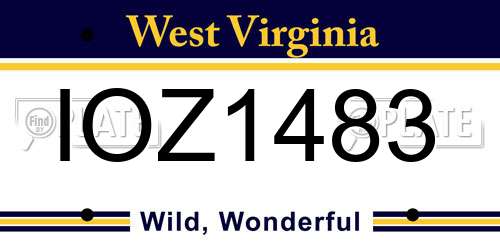 IOZ1483 West Virginia License Plate