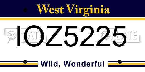 IOZ5225 West Virginia License Plate