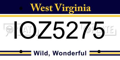 IOZ5275 West Virginia License Plate