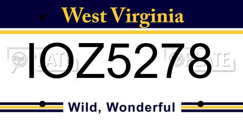 IOZ5278 West Virginia License Plate
