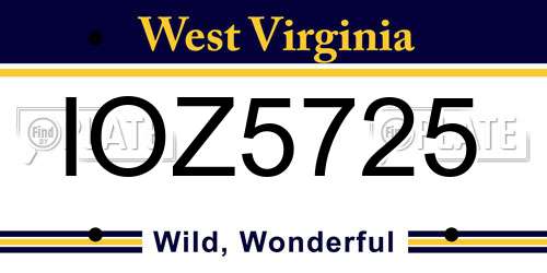 IOZ5725 West Virginia License Plate
