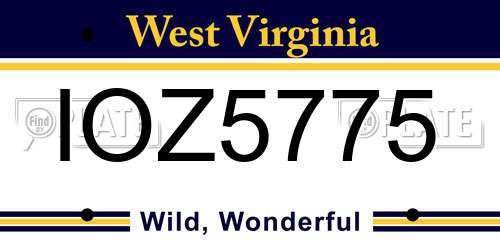IOZ5775 West Virginia License Plate