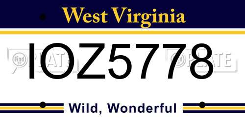 IOZ5778 West Virginia License Plate