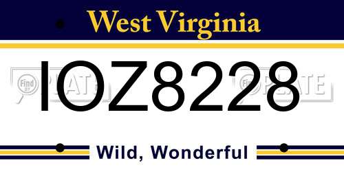 IOZ8228 West Virginia License Plate