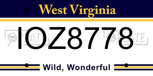 IOZ8778 West Virginia License Plate