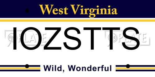 IOZSTTS West Virginia License Plate