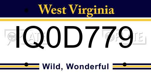 IQ0D779 West Virginia License Plate