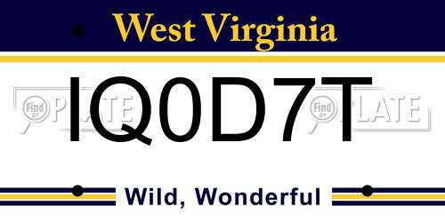 IQ0D7T West Virginia License Plate