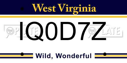 IQ0D7Z West Virginia License Plate