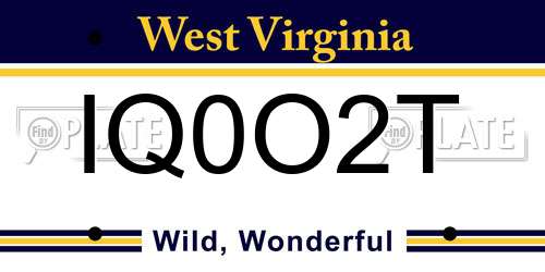 IQ0O2T West Virginia License Plate