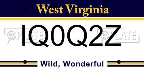 IQ0Q2Z West Virginia License Plate