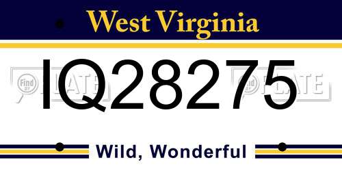 IQ28275 West Virginia License Plate