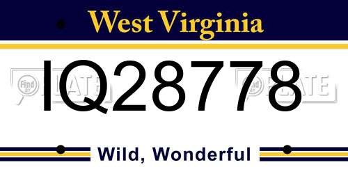 IQ28778 West Virginia License Plate