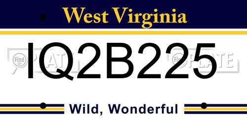 IQ2B225 West Virginia License Plate