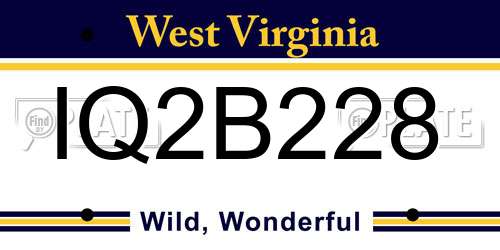 IQ2B228 West Virginia License Plate