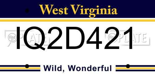 IQ2D421 West Virginia License Plate