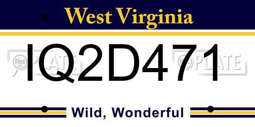 IQ2D471 West Virginia License Plate