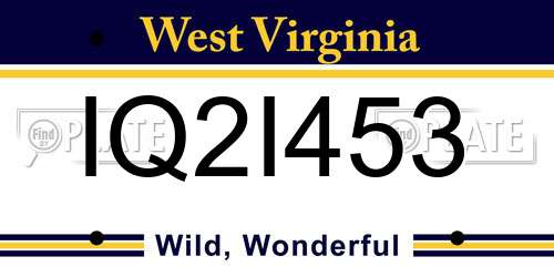 IQ2I453 West Virginia License Plate