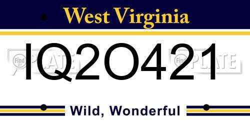 IQ2O421 West Virginia License Plate