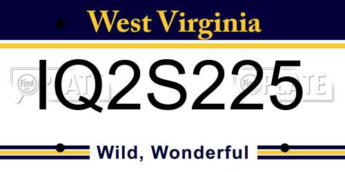 IQ2S225 West Virginia License Plate
