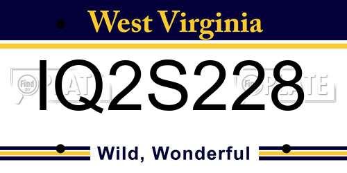 IQ2S228 West Virginia License Plate