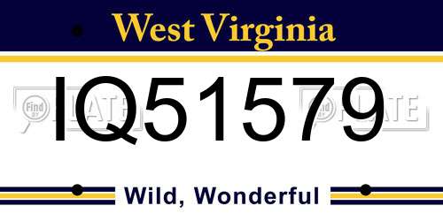 IQ51579 West Virginia License Plate