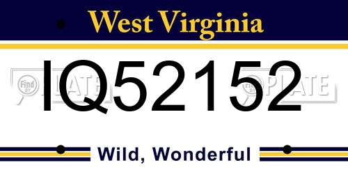 IQ52152 West Virginia License Plate