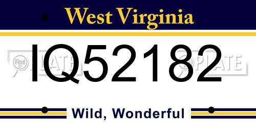 IQ52182 West Virginia License Plate