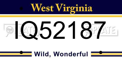 IQ52187 West Virginia License Plate
