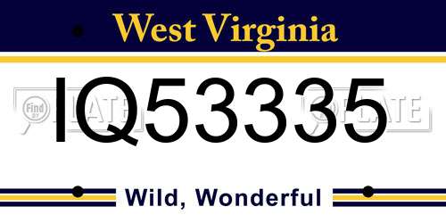 IQ53335 West Virginia License Plate