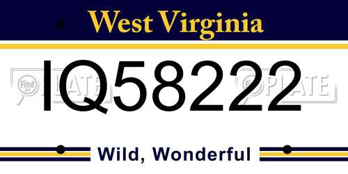IQ58222 West Virginia License Plate