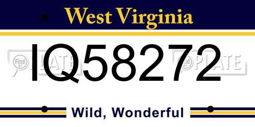IQ58272 West Virginia License Plate