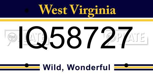 IQ58727 West Virginia License Plate
