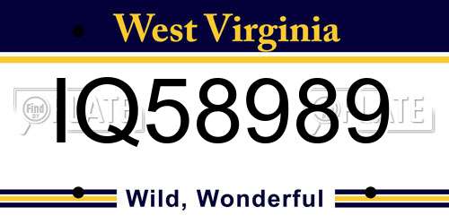 IQ58989 West Virginia License Plate