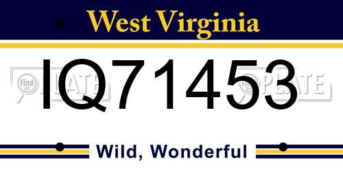 IQ71453 West Virginia License Plate